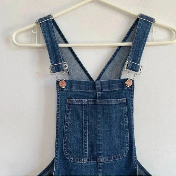 Madewell Skinny Overalls in Judd Wash Dark Blue Denim Pants Jumper Jeans Button - Picture 5 of 10